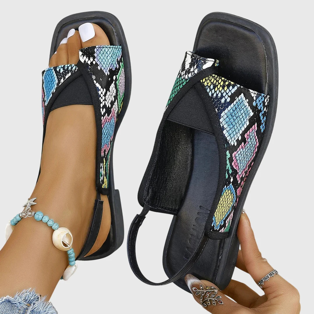 Damen Flache Sandalen Kontrast Riemen