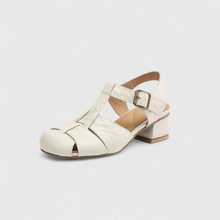Damen Vintage-Sandalen Peeptoe Blockabsatz - Norvielle