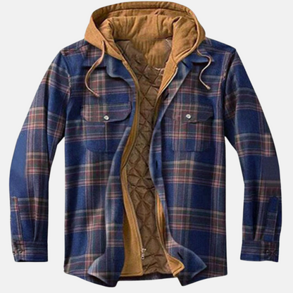 Herren Karierte Steppjacke Warm Knöpfe Erich