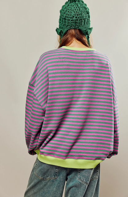 Damen Oversize Pullover Gestreift