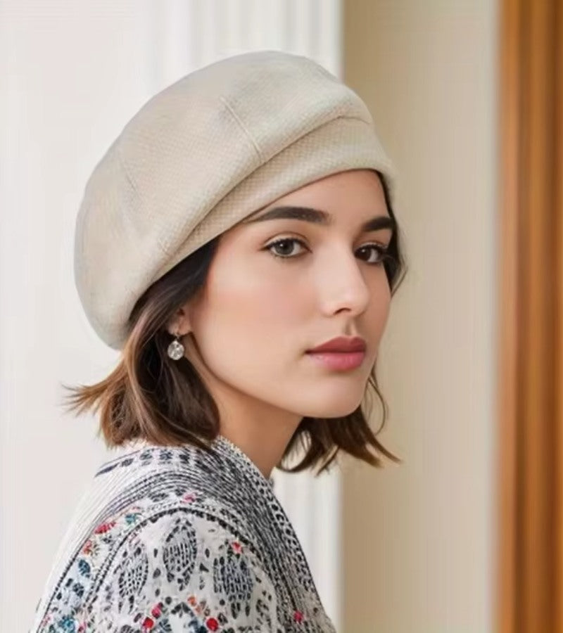 Damen Strickmütze Warm Kuschelig Beige