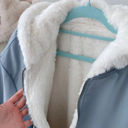Damen Oversize Winterjacke Fleece-Innenfutter Kuschelig