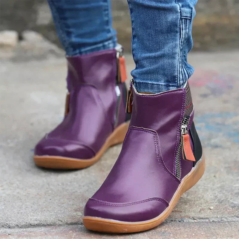Damen Stiefeletten Leder Warm
