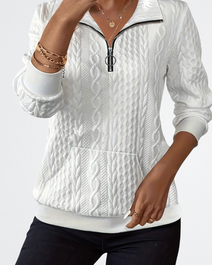 Celeste Damen Strickpullover Weich Zip Beige