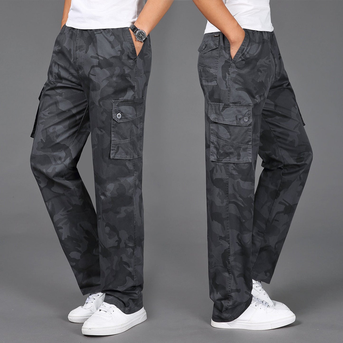 Herren Camo Cargohose Stilvoll Beige