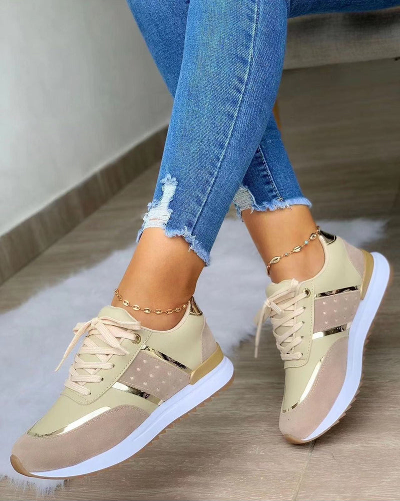Norvielle Damen Sneaker Dicke Sohle Metall Emblem