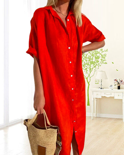 Norvielle Damen Hemdkleid Baumwolle