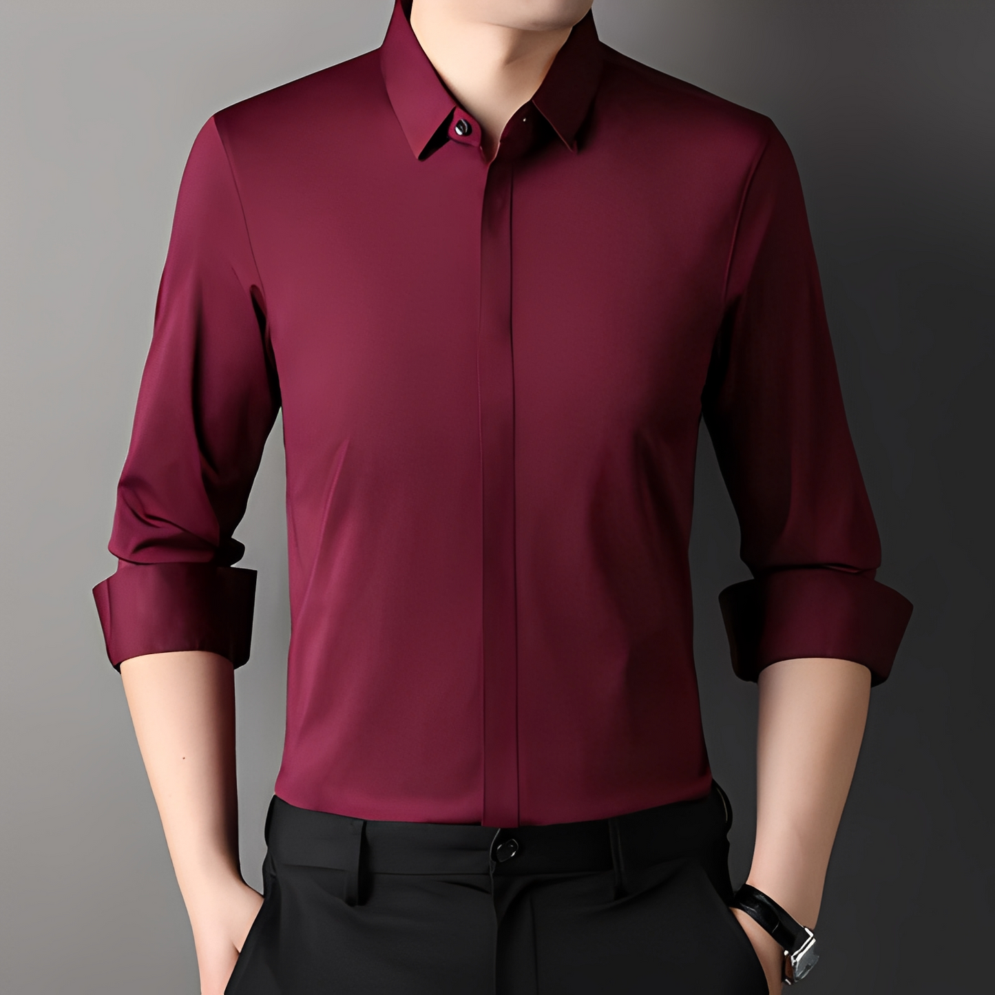 Herren Hemd Bügelfrei Slim Fit Weiß