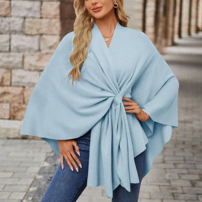 Damen Wickelponcho Leicht Feminin