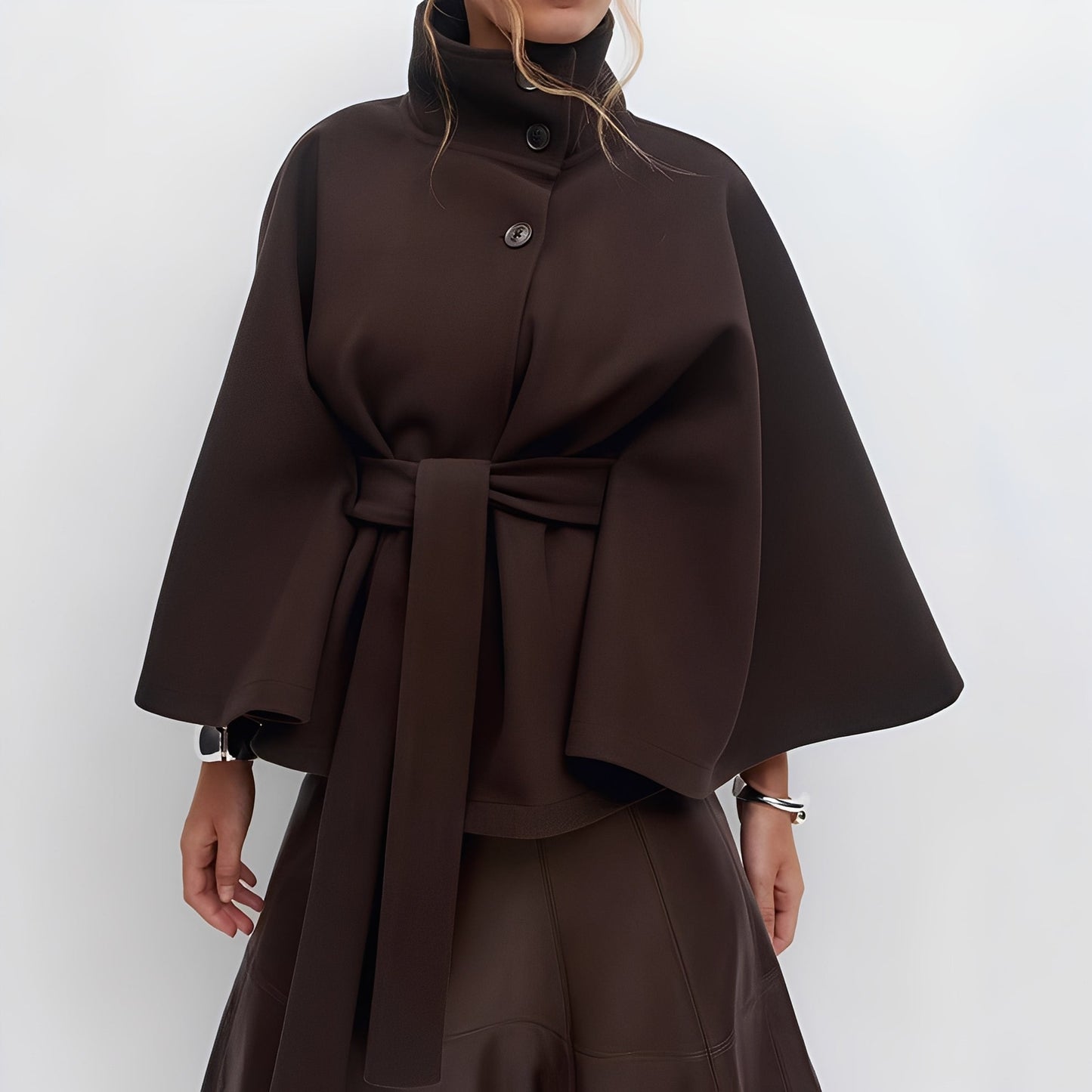 Damen Wickeljacke Hochkragen Baumwolle