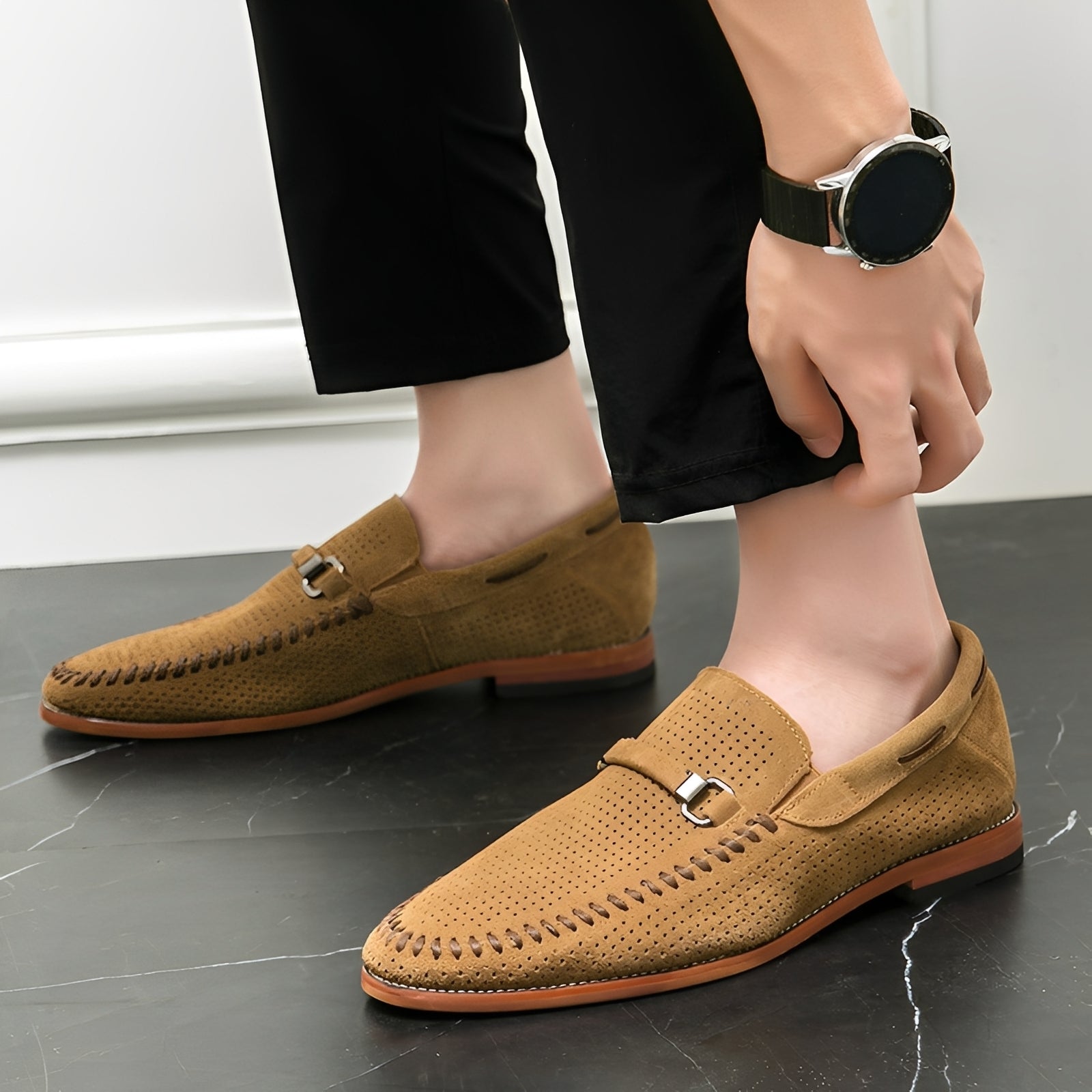 Herren Wildleder Slipper Elegant Lässig Braun - Norvielle