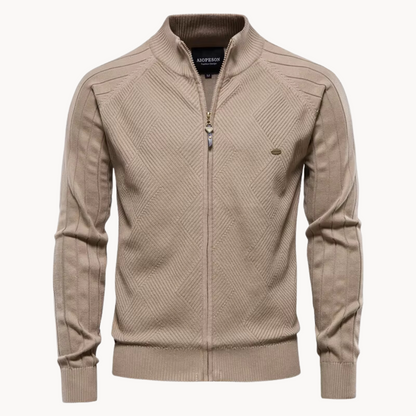 Herren Pulloverjacke Strukturiert Stehkragen Zip