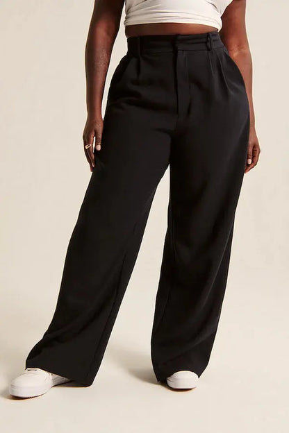 Elegante Damen High-Waist-Hose Wide-Leg Zeitloser Schnitt