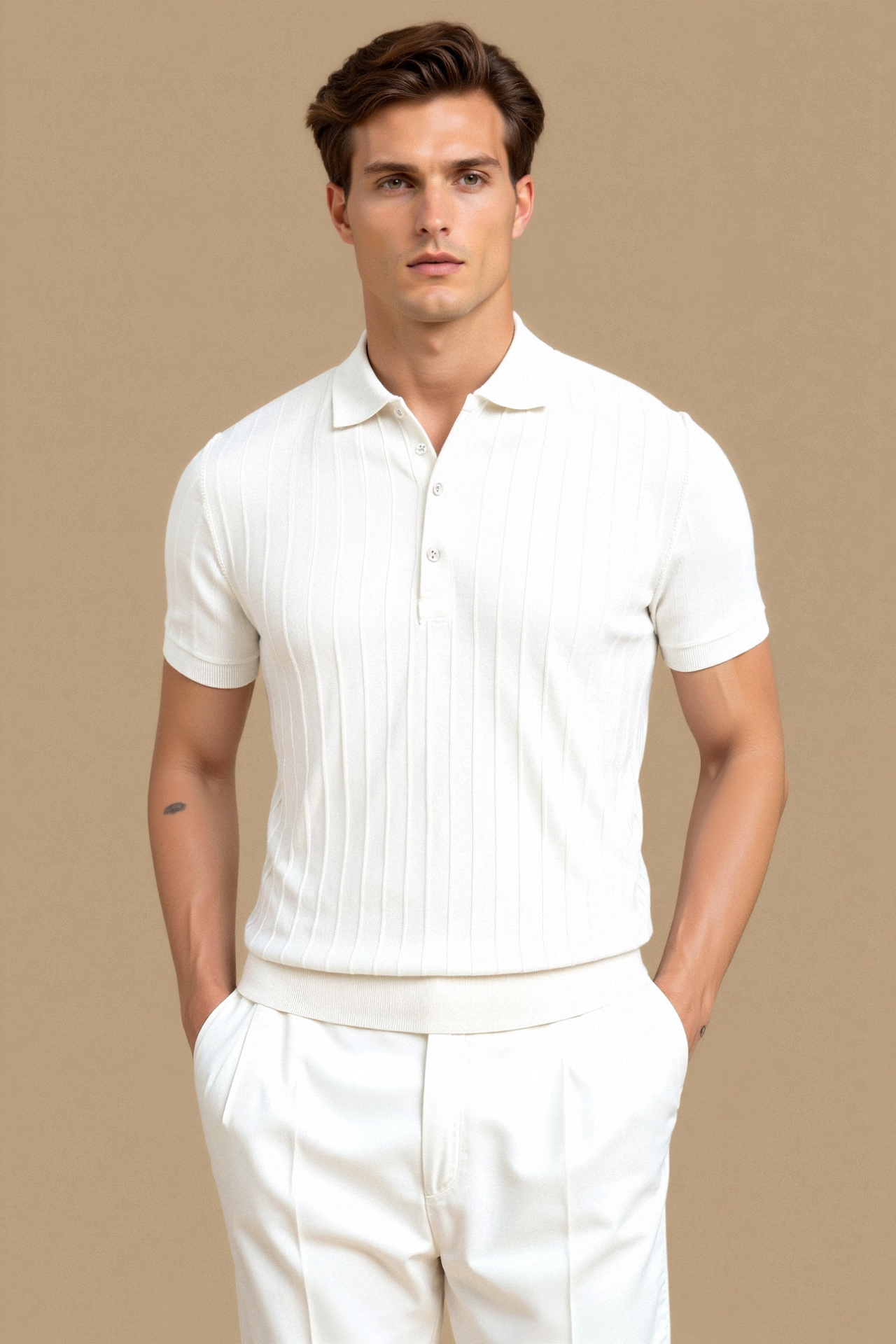 Herren Polo Weiß Minimalistisch Zeitlos - Norvielle