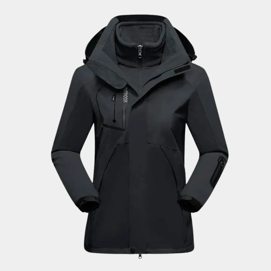 Damen Winterjacke Mit Kapuze Warm Schwarz - Norvielle