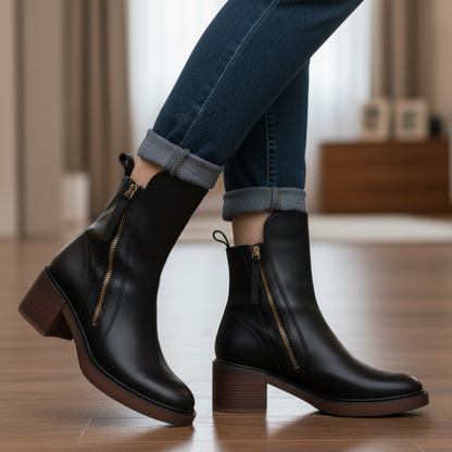 e Lederstiefel Damen Elegante Absatzschuhe