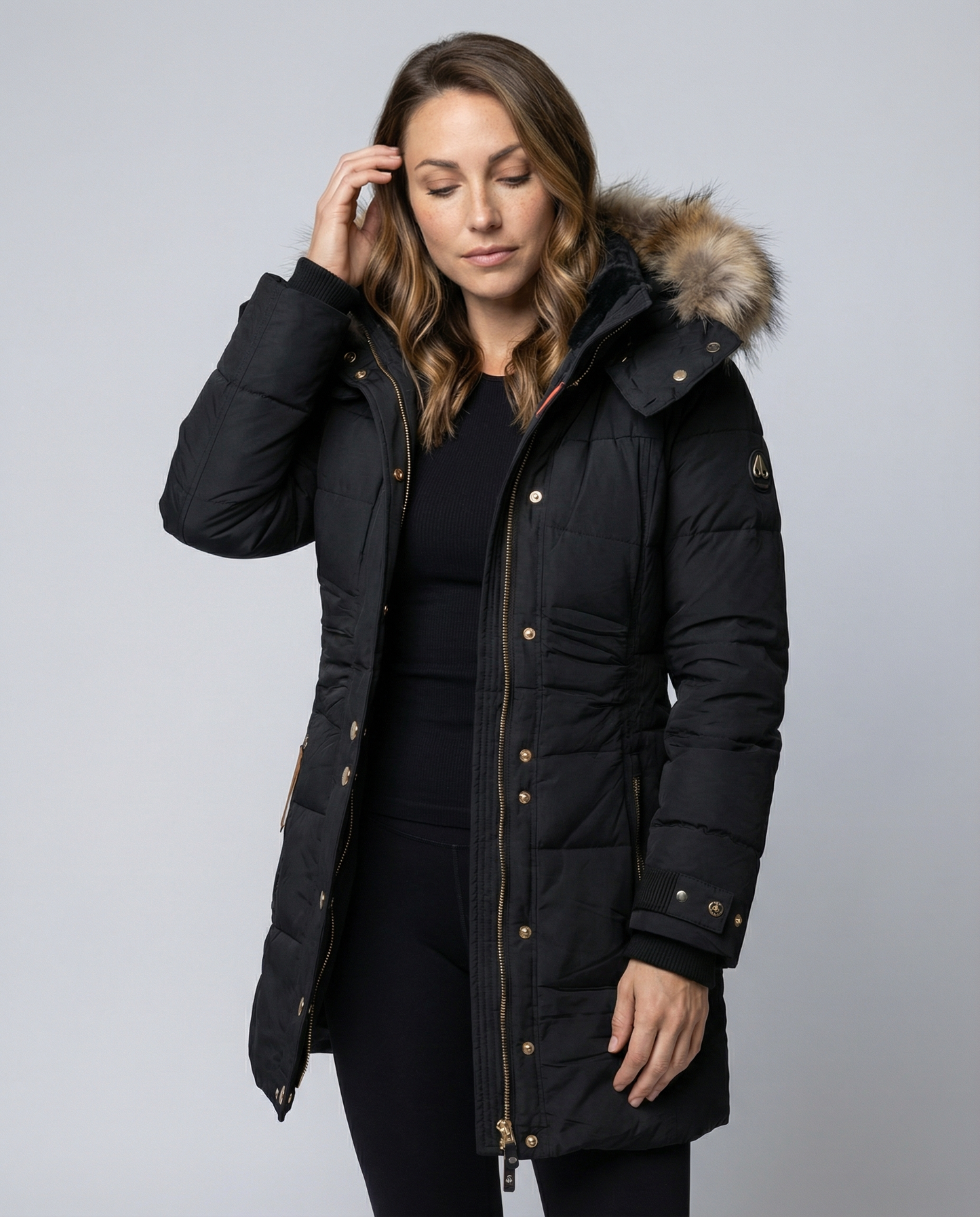 Damenparka Fellgefüttert Warm Schwarz - Norvielle