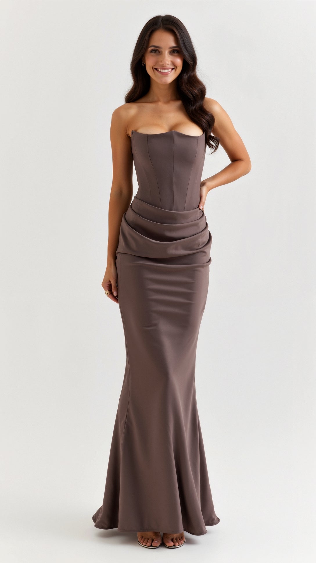 Damen Säulenmaxikleid Hochzeitsgästekleid Lang