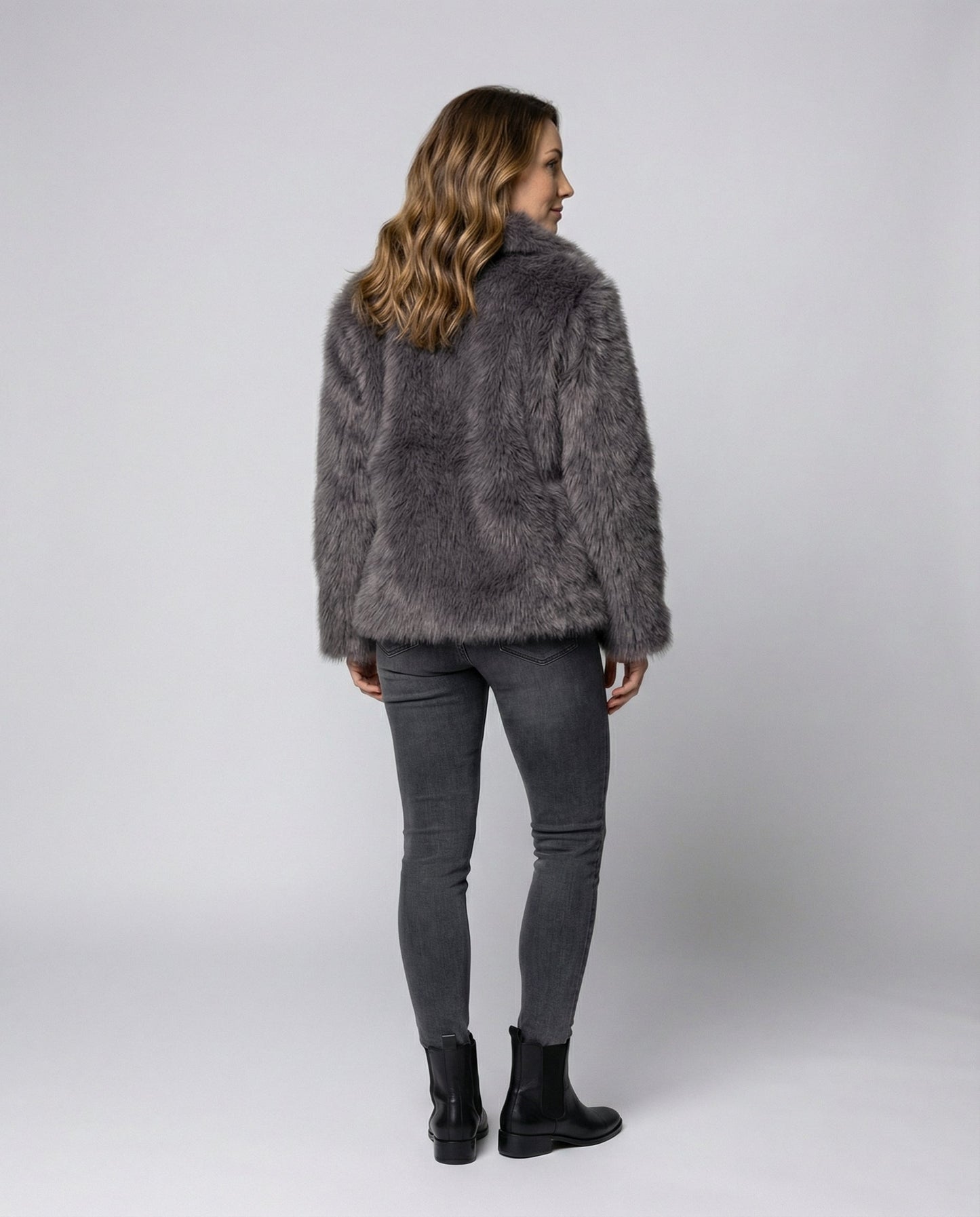 Kunstfell Schalkragenjacke