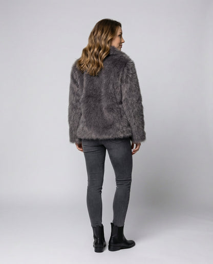 Kunstfell Schalkragenjacke
