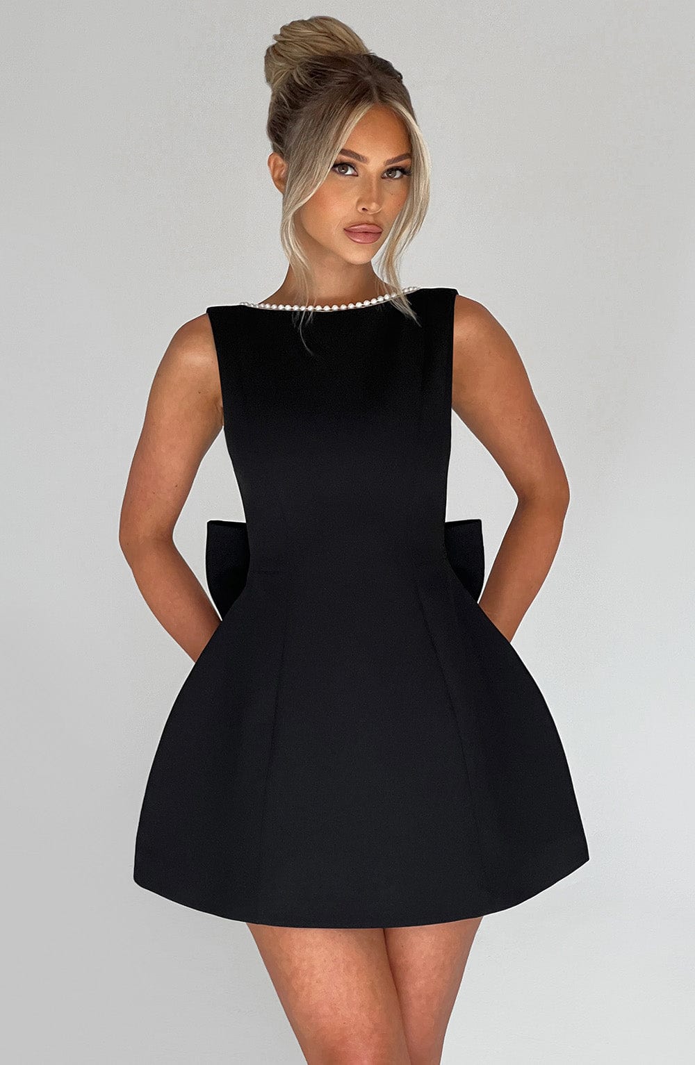 Damen Mini Kleid Strukturiert Hochzeitsgast