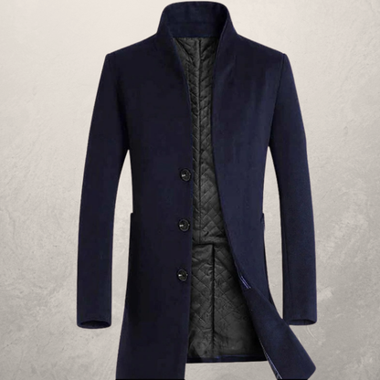 Herren Mantel Klassisch Zeitlos Wollstoff Schwarz - Norvielle