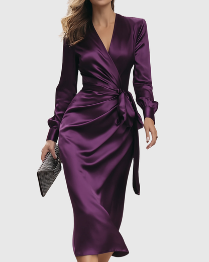 Korina Damen Wickelkleid Verstellbarer Bund Elegantes Design - Norvielle