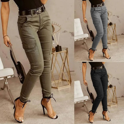 Norvielle Damen Cargo-Hose Hohe Taille