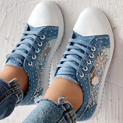 Damen Sneaker Mesh Blumenstickerei