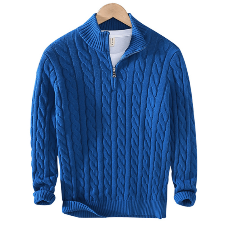 Calvin Herren Strickpullover Kabelstrick Reißverschluss Klassisch
