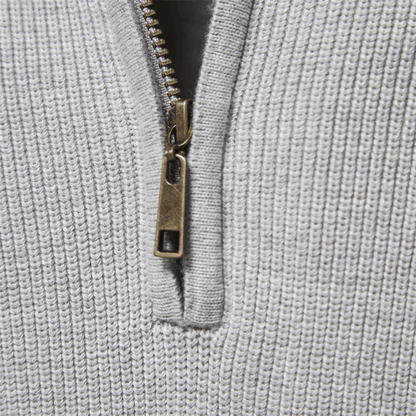 Herren Strickpullover Weich Zipper Beige