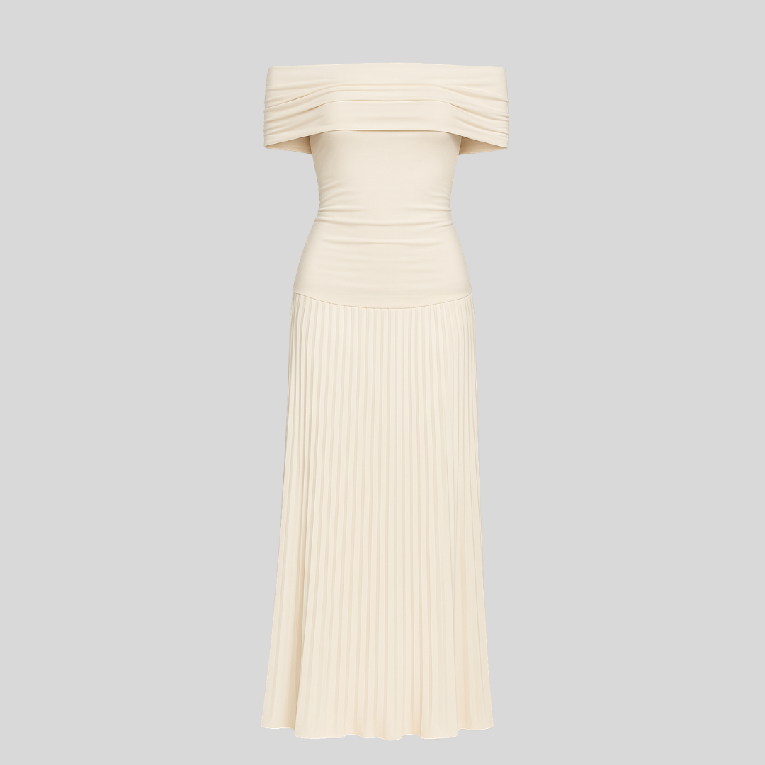Damen Maxikleid Hochzeitsgast Gefaltet Weiß
