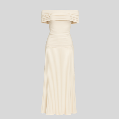 Damen Maxikleid Hochzeitsgast Gefaltet Weiß