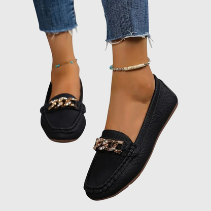 Damen Slip-On Loafer Kettendetail Schuhe