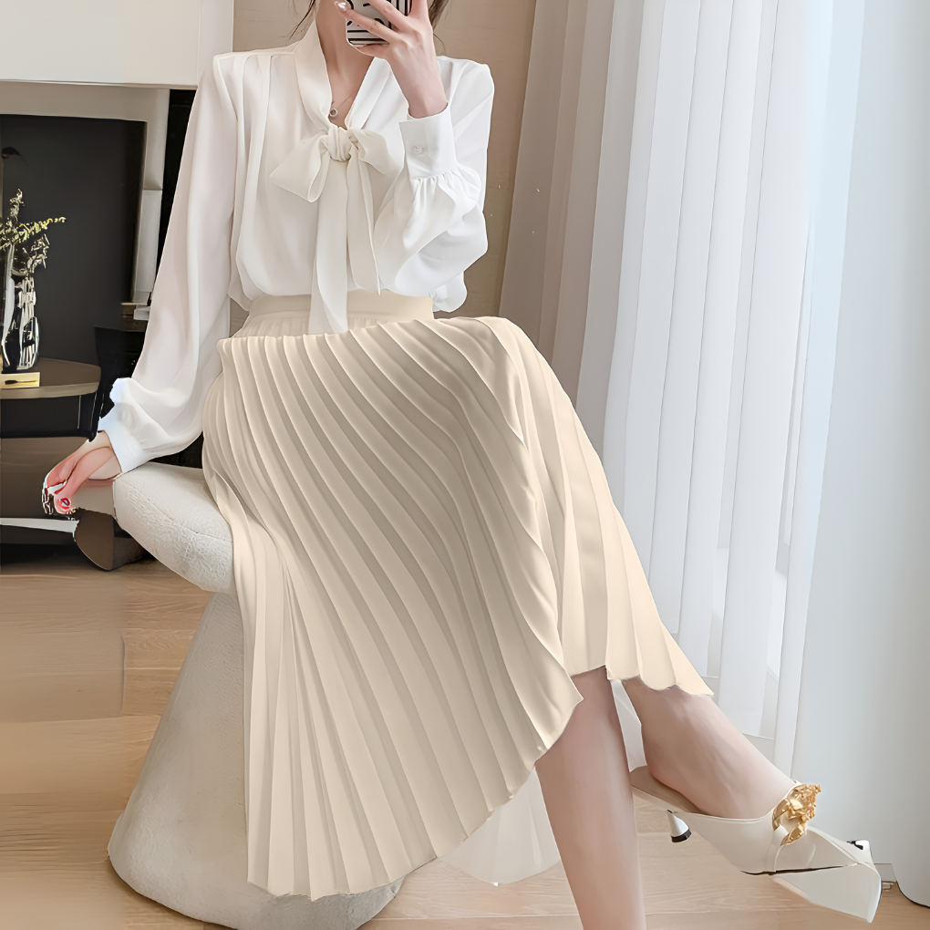 Inez Damen Midirock Plissiert Hochtaillierte Taille - Norvielle