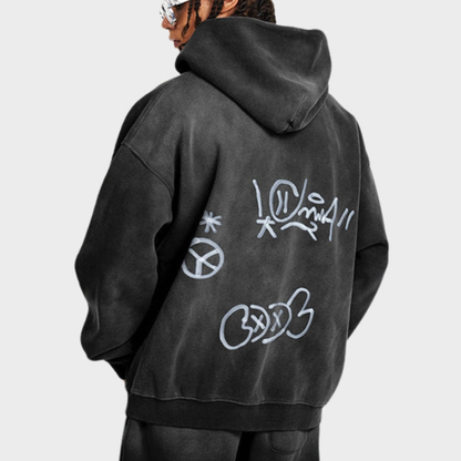 Norvielle Damen Oversize Hoodie Graffiti Print Y2K Stil