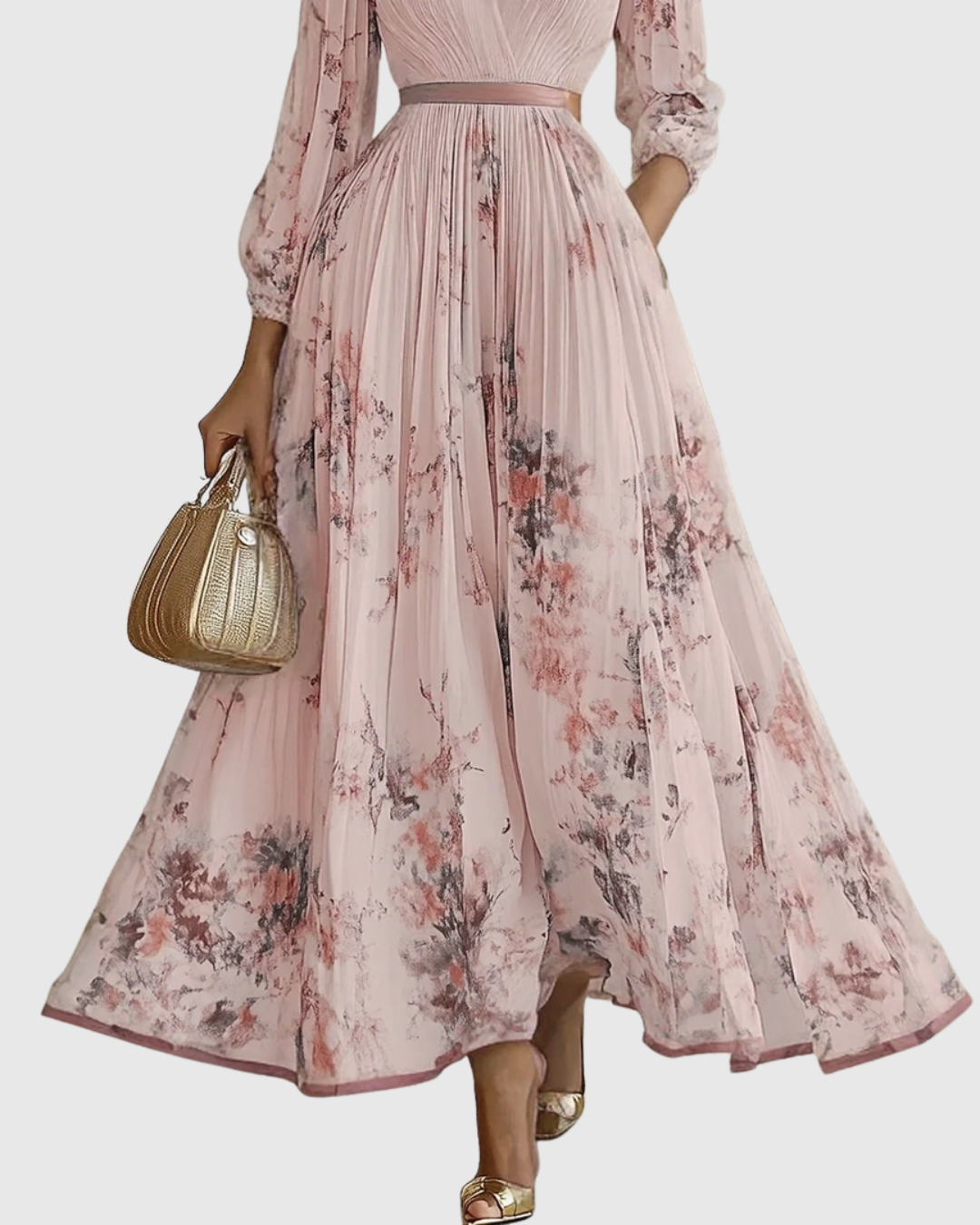 Isabella Damen Ärmelloses Blumenkleid Midi Geplissiert