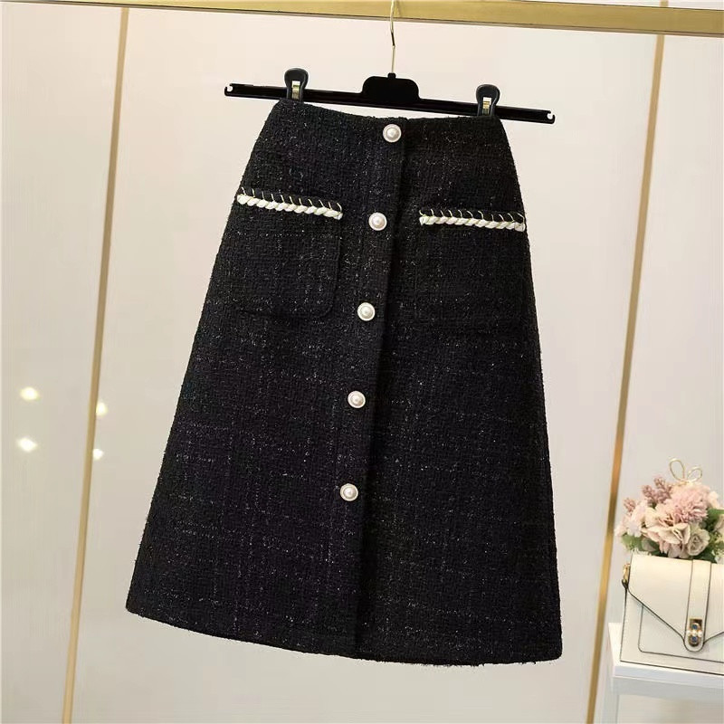 Tweed Damenrock A-Linie Hochtailliert