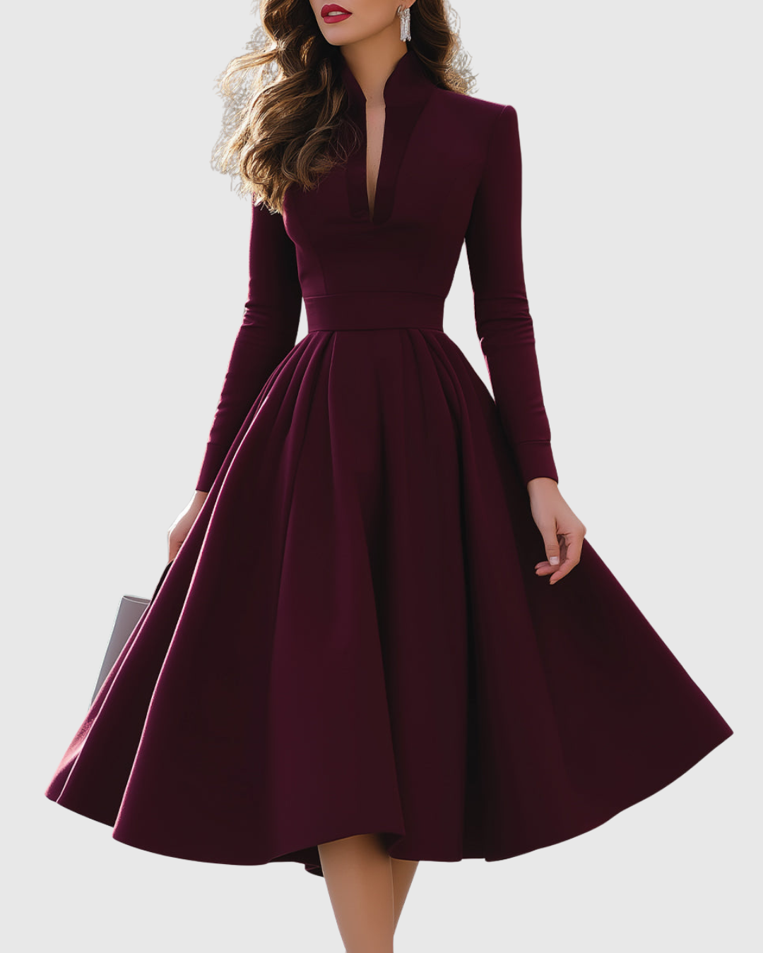 Isabeau Damen Midi-Kleid Tailliert Elegantes Design