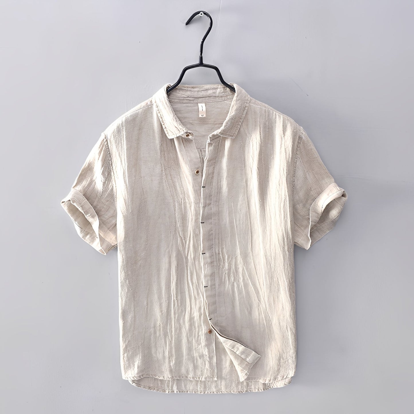Kellvin Herren Sommerhemd Vintage-Style Baumwolle Weiß