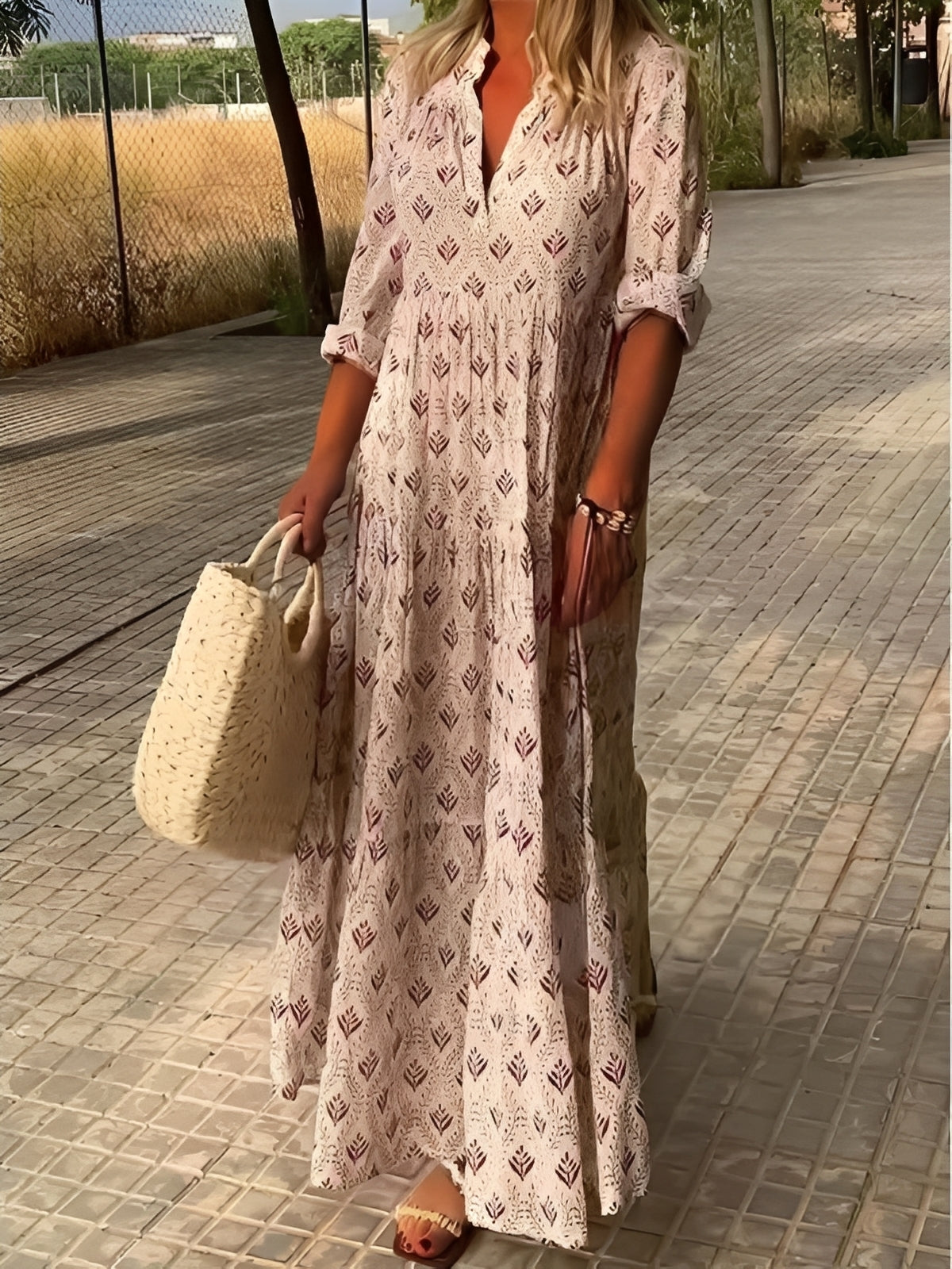 Damen Maxikleid Lässig Locker Geschnitten