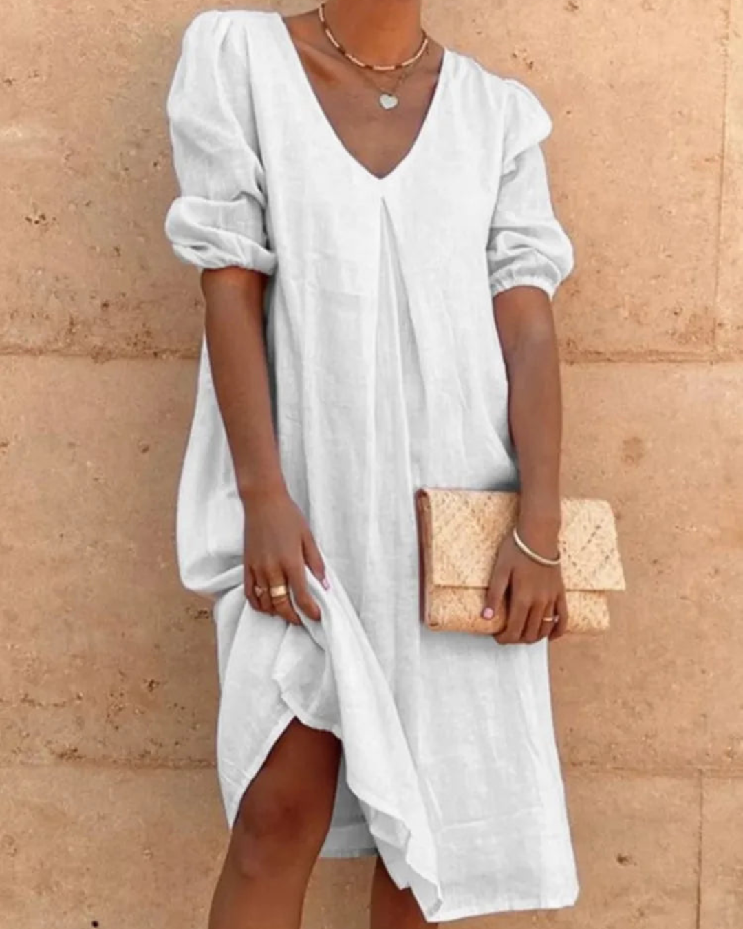 Damen Midi Kleid Luftig Sommerkleid