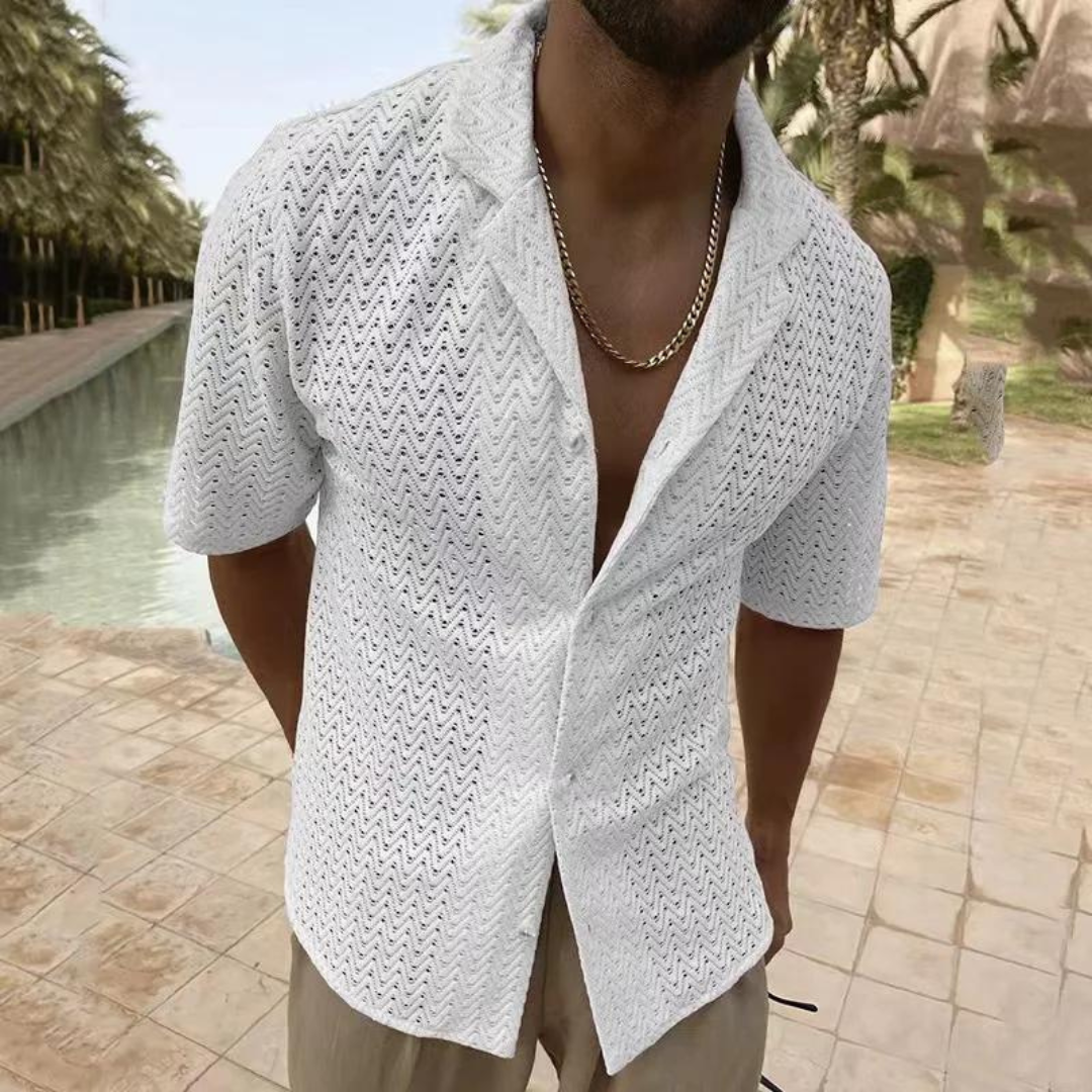 Offenes Strickhemd für Herren Retro-Style Modern
