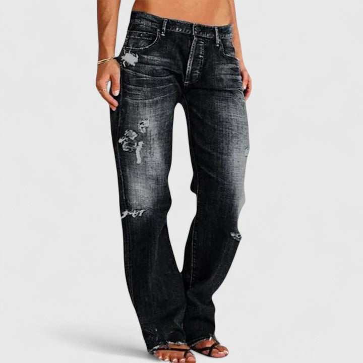 Damen Vintage-Jeans Lockerer Passform Hellblau