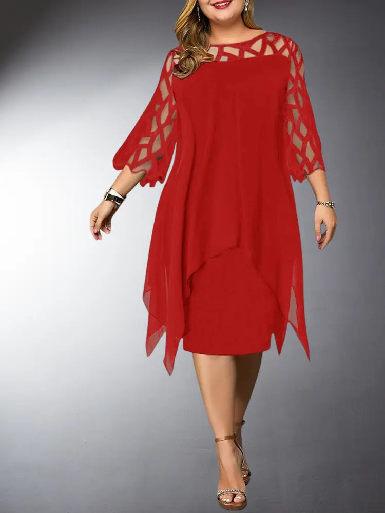 Elegantes Damen Midi-Kleid aus Spitze Plus Size