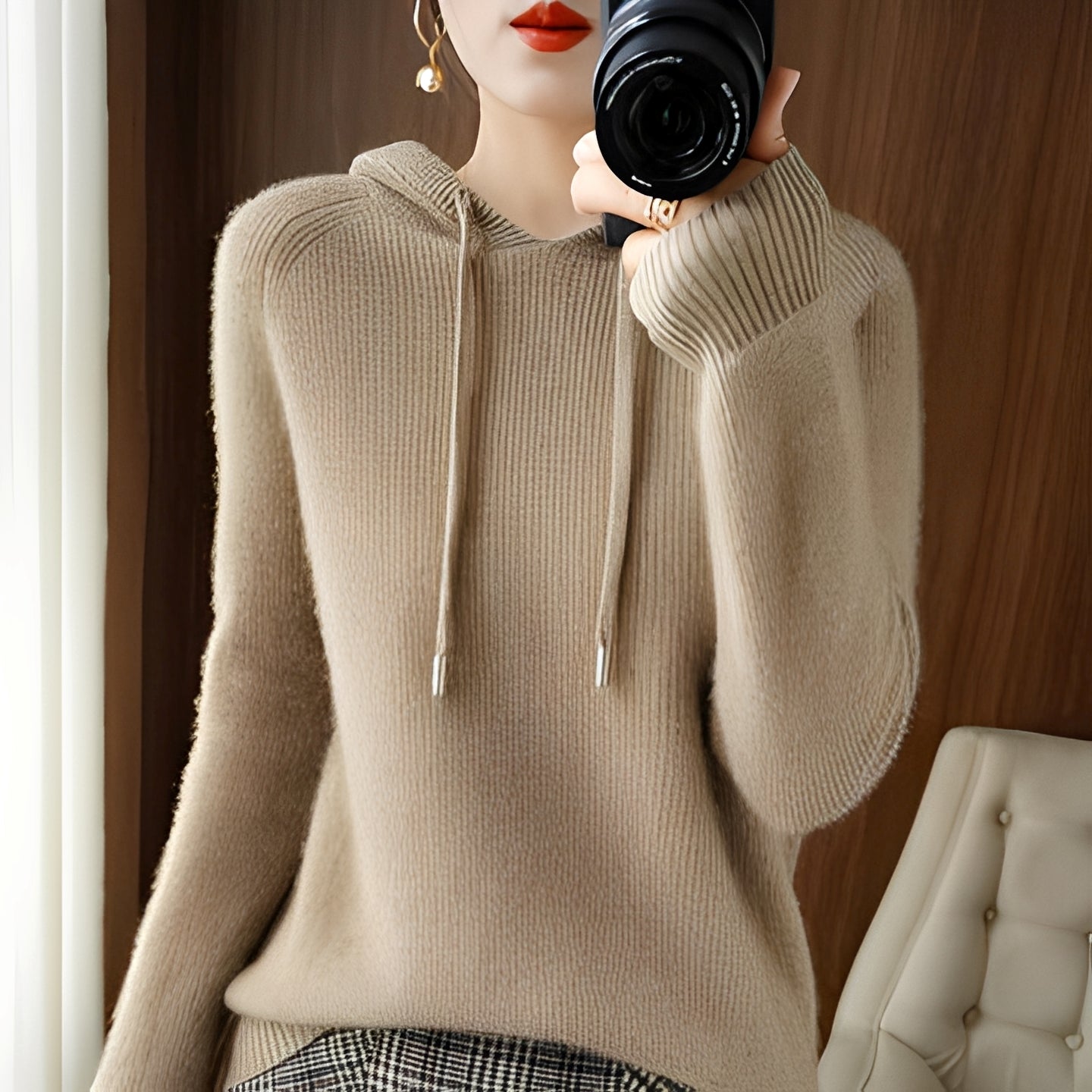 Damen Winterkapuzenpullover Bequem Warm