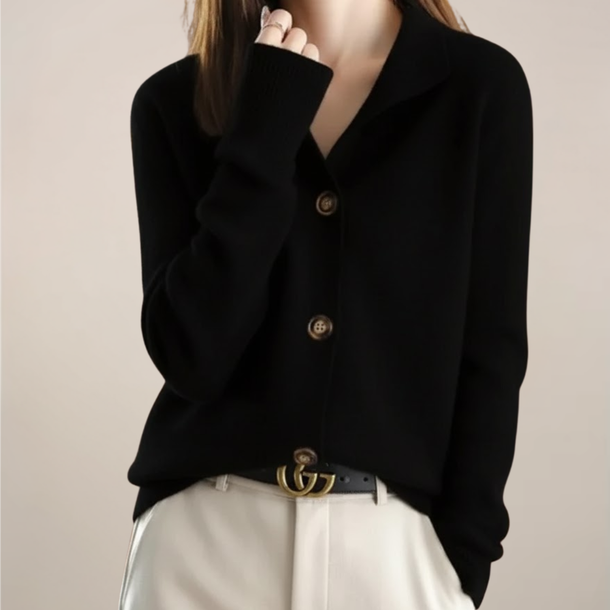 Damen Cardigan Mit Kragen Und Knöpfen Frühling