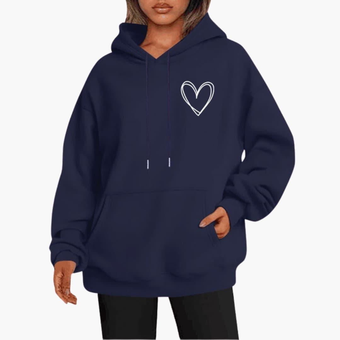 Damen Hoodie Kapuzenpullover Herzdruck