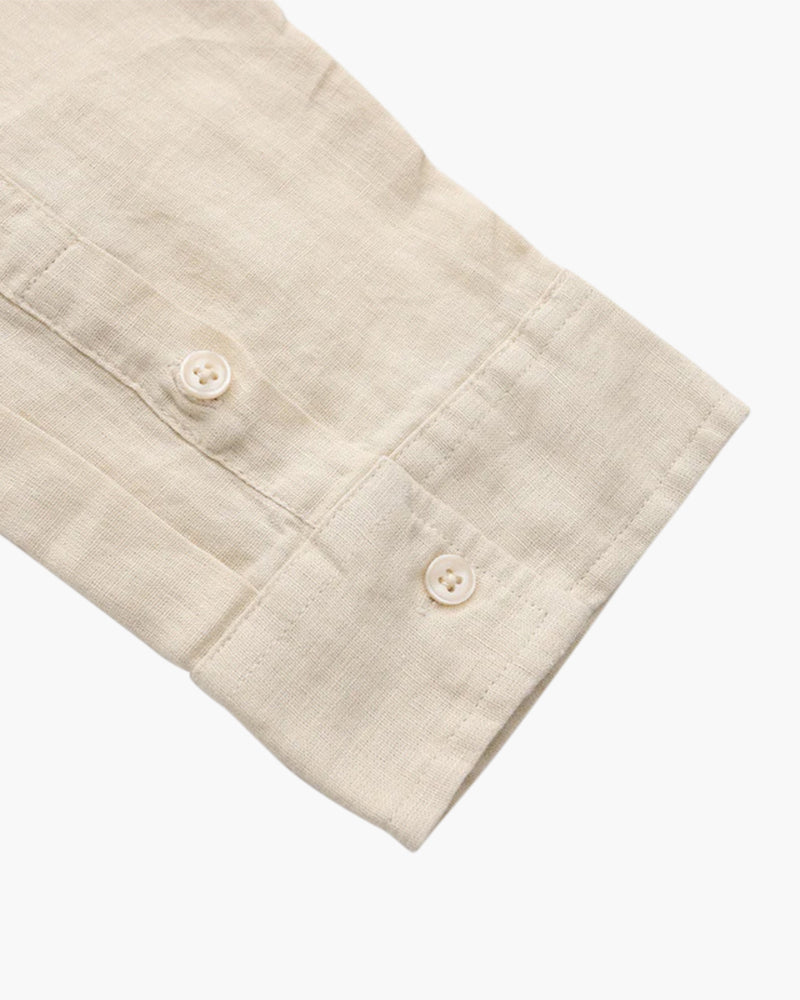 Herren Leinenhemd Langarm Leicht Beige