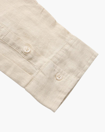 Herren Leinenhemd Langarm Leicht Beige